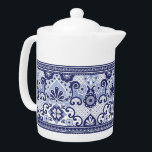 Blue and White Talavera Mexican Folk Art  Mug Pape<br><div class="desc">This teapot design features a traditional blue and white Mexican talavera  style tile pattern.</div>