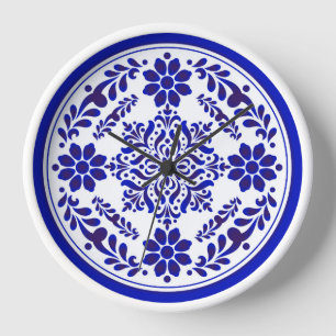 Blue and White Talavera Three Clock
