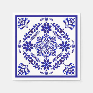 Blue and White Talavera Three  Napkin