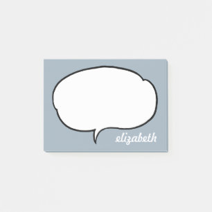 Blue and White Talk Bubble Personalised Name Post-it Notes