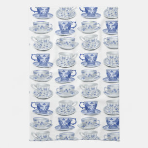 Blue and white tea cup towel