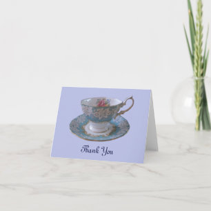 Blue and White Teacup and Saucer Thank You Note Card