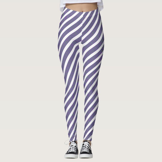 Blue and White Texture Seamless Design Leggings (Front)
