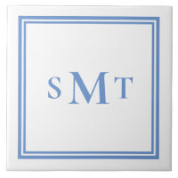 Blue and White Three Letter Monogram