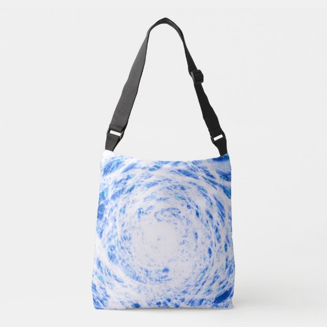Blue and White Tie Dye Crossbody Bag (Front)