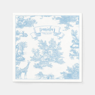 Blue and White Toile de Jouy Baby Shower Napkin