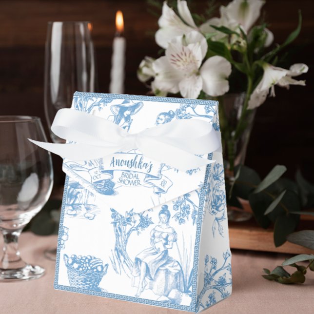 Blue and White Toile de Jouy Bridal Shower Favour Box (Creator Uploaded)