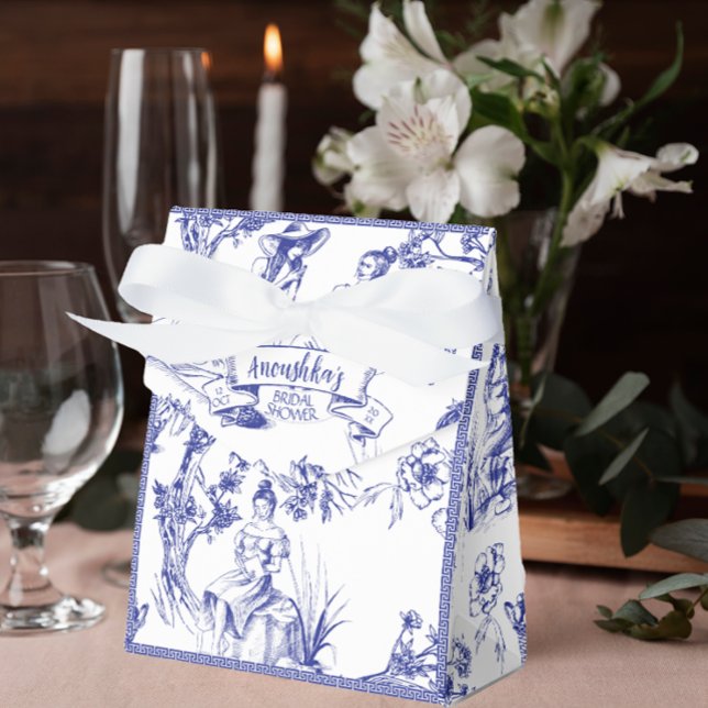 Blue and White Toile de Jouy Bridal Shower Favour Box (Creator Uploaded)