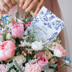 Blue and White Toile de Jouy Bridal Shower Magnetic Invitation