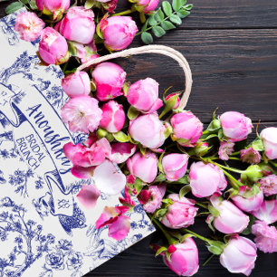 Blue and White Toile de Jouy Bridal Shower Medium Gift Bag