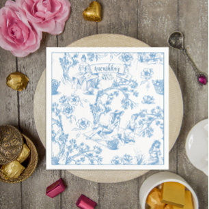 Blue and White Toile de Jouy Bridal Shower Napkin
