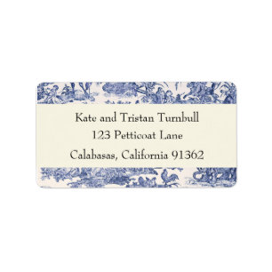 Blue and White Toile Label