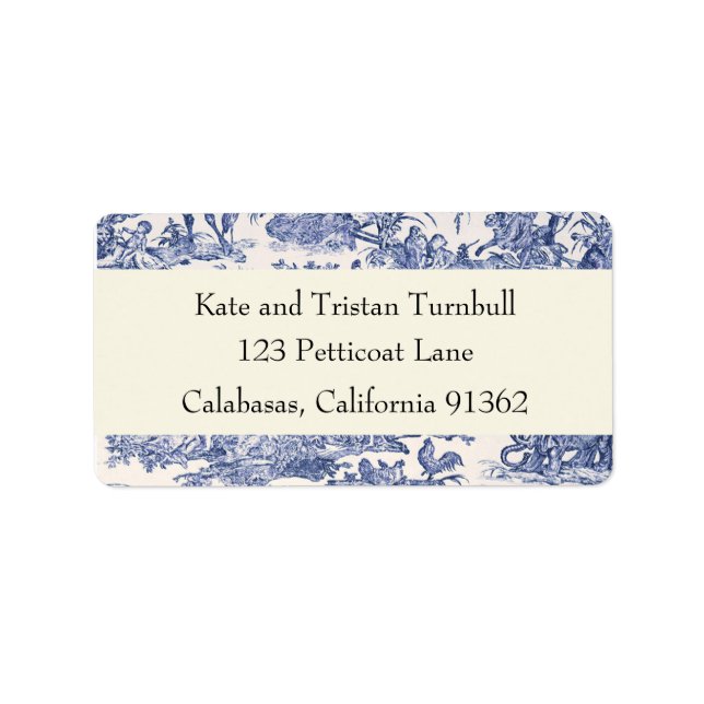 Blue and White Toile Label (Front)