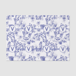 Blue and White Toile Tissue Paper
