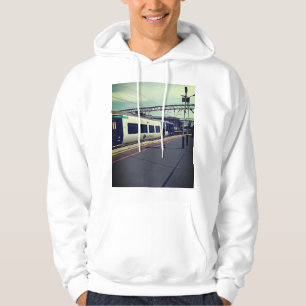 Blue and white train hoodie