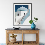 Blue and White Travel Santorini Oia Church Poster<br><div class="desc">Blue and White Travel Print. Santorini Oia Church Poster is great for summer decoration of your home or office.</div>