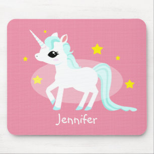 Blue and white Unicorn stars customisable Mouse Mat