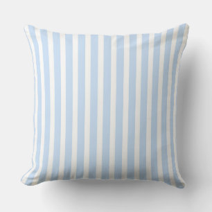 Blue and white vertical striped cushion