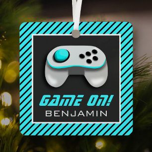 Blue and White Video Game Controller Kids Room Metal Tree Decoration