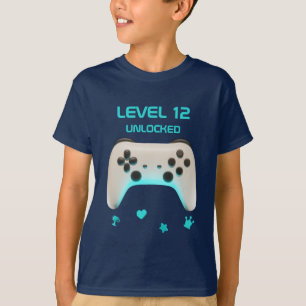 Blue and White Video Game Controller on Dark Blue T-Shirt