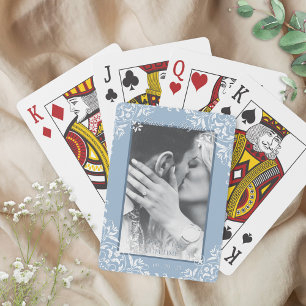 Blue and White Vintage Chic Wedding Photo Favours Playing Cards
