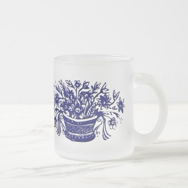Blue and White Vintage Flower Basket Mug (Right)