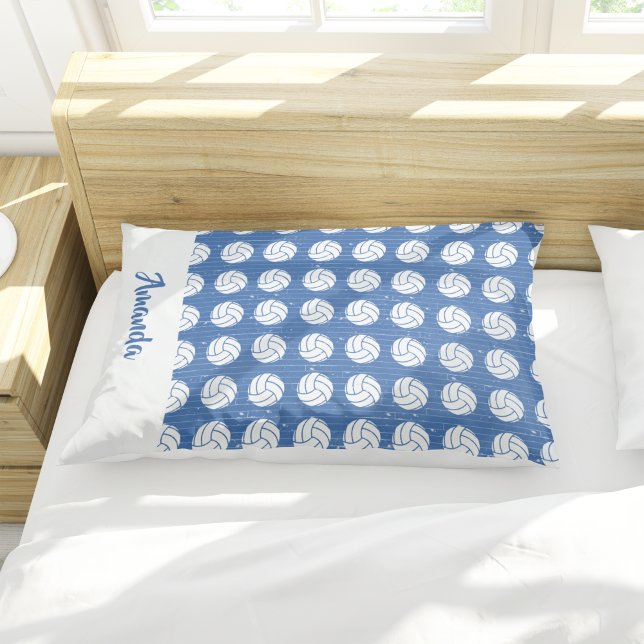 Blue and White Volleyball Pattern Pillowcase (Creator Uploaded)