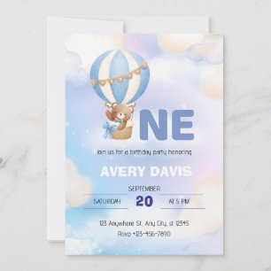 Blue and White Watercolor Minimalist Invitation