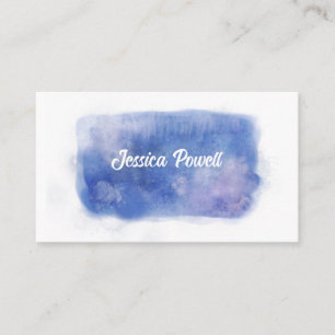 blue and white watercolor paint design custom business card