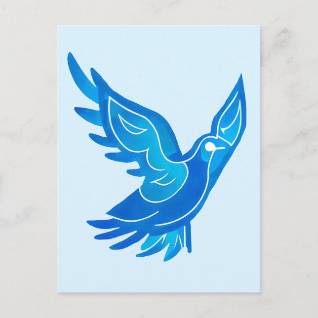 Blue and White Watercolor Peace Dove Postcard (Front)