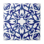 Blue and White Watercolor Spanish Pattern Tile<br><div class="desc">Accent your Mediterranean or Spanish style decor with these ceramic tiles. Design features a classic blue and white Spanish tile pattern, freshly updated in swirly, variegated watercolors. Pattern can be scaled up or down for a dramatic large scale effect or detailed intricate look; click "Customise It, " select the image,...</div>