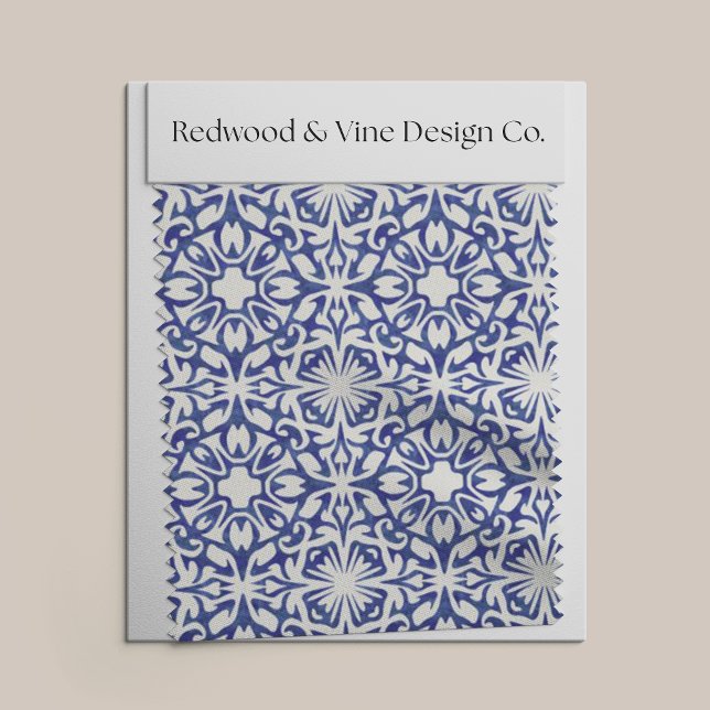 Blue and White Watercolor Spanish Tile Pattern Fabric (Creator Uploaded)