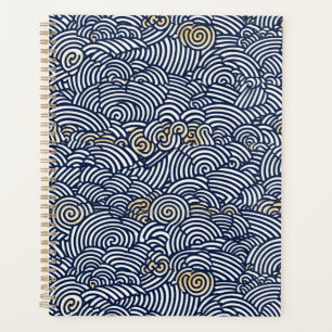 Blue and White Waves Chiyogami Planner