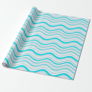 Blue and white wavy stripes wrapping paper