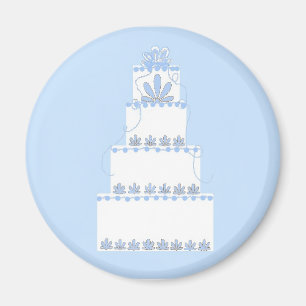 Blue and White Wedding Cake Magnet