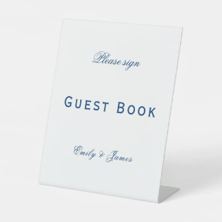 Blue and White Wedding Pedestal Sign