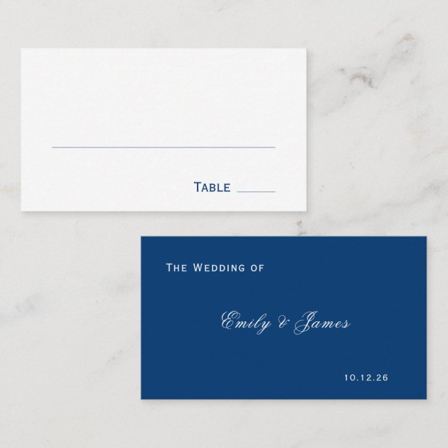 Blue and White Wedding Place Card (Front/Back)