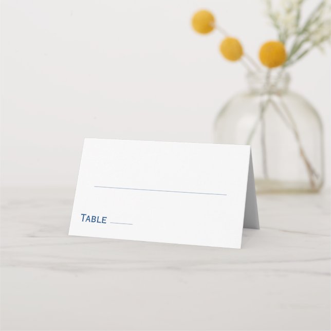 Blue and White Wedding Place Card (Front)