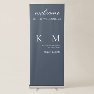 Blue and White-Wedding- Retractable Banner