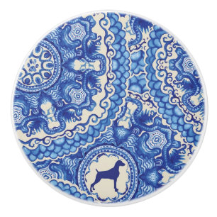 BLUE AND WHITE WEIM CERAMIC KNOB