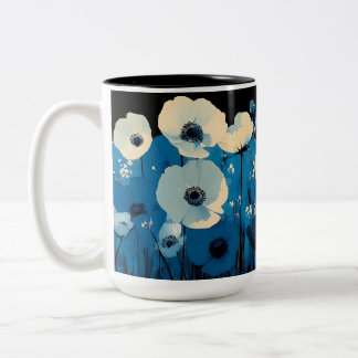 Blue and White Wildflowers Two-Tone Coffee Mug