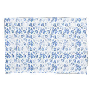 Blue and white willow leaf checkerboard pattern pillowcase