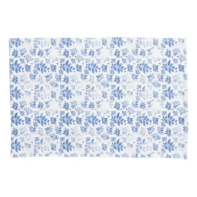 Blue and white willow leaf chequerboard pattern pillowcase (Front)