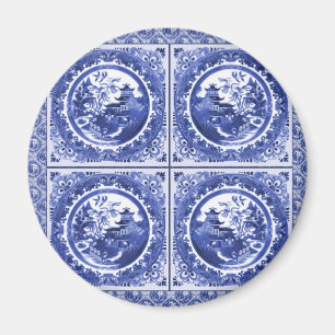 Blue and white, willow pattern design magnet