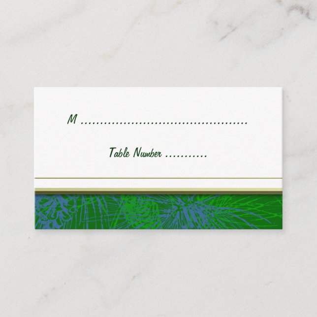 Blue and White Winter Pine Custom Table Placecard (Front)