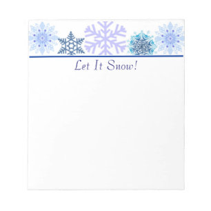 Blue and White Winter Snowflakes Custom Holiday Notepad