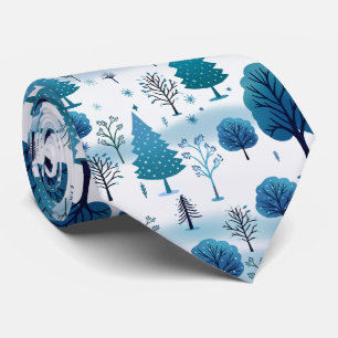 Blue and White Winter Wonderland Tie