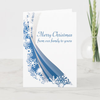 Blue and White Wispy Snow Holiday Card