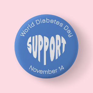 Blue And White World Diabetes Day Awareness Button