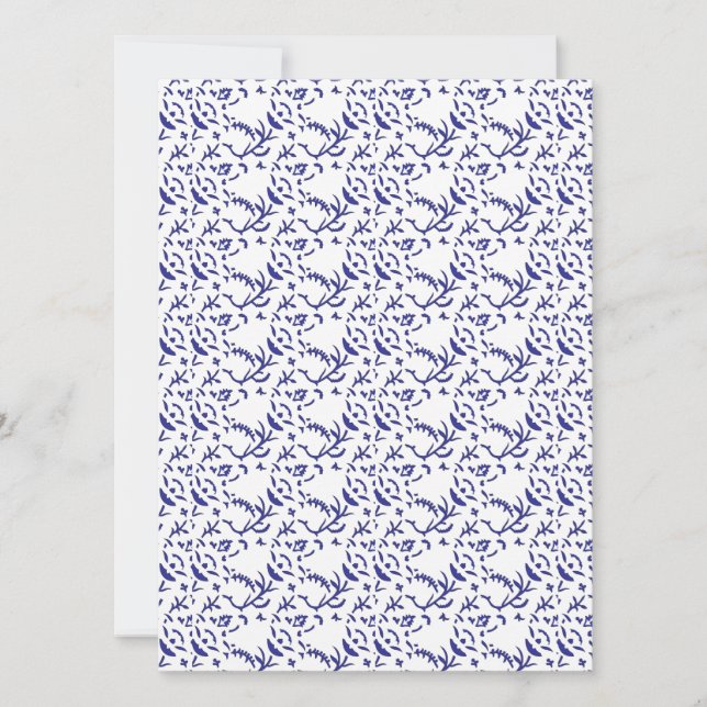Blue and white wrapping paper featuring a graphic  invitation (Front)